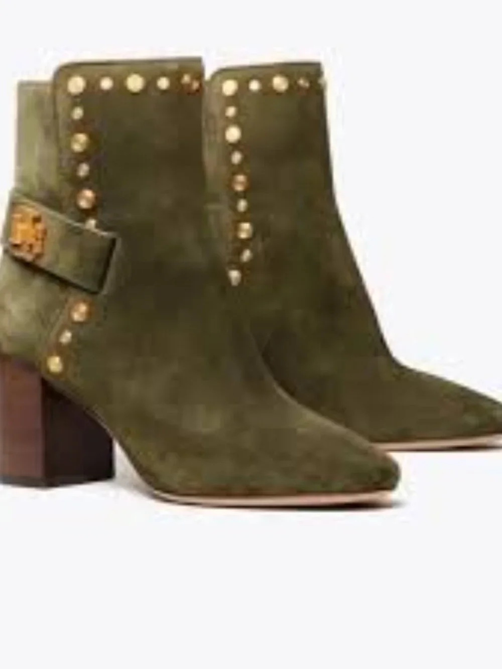 Tori Burch Kira Boots, Olive Green with Studded Gold Hardware- US Size 8